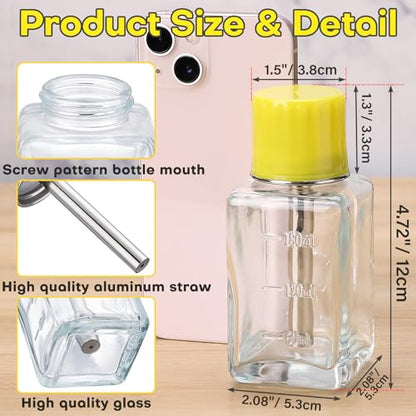 Noverlife 2PCS 6Oz / 180ml Clear Acetone Dispenser with Cap, Square Glass Nail Polish Remover Pump Alcohol Dispenser Alcohol Bottle, Refillable Push Down Pump Bottle for Makeup Remover - color: C - 2pcs - Clear Square Shaped