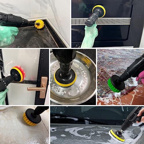 30Pcs Drill Brush Attachment Set,Drill Scrubber Brush Kit Include Scrub Pads, Sponge, Extend Attachment, Drill Cleaning Brush Attachment Set for Bathroom, Tub, Tile, Corner, Floor, Grout, Boat - style: 30pcs