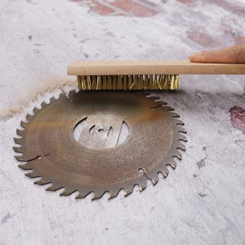 MAXMAN Brass Brush, Soft Brass Bristles Wire Brush for Cleaning Metal Rust, Welds, Home and Kitchen, Wire Scratch Brushes with 10" Beechwood Handle - style: 8 rows 20 bristles 1PCS