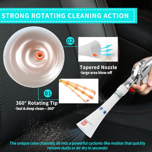 GOCCIDA Tornado Dry Cleaning Gun Detailing Interior Dryer Air Blow Gun,Car Detailing Kit Interior Cleaner,Car Detailing Tools for Car Quickly Blasts Dirt and Dust Works with Air Compressor - style: High Pressure Automotive Dryer Blow Gun