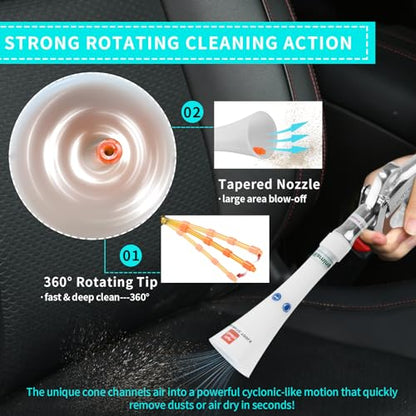 GOCCIDA Tornado Dry Cleaning Gun Detailing Interior Dryer Air Blow Gun,Car Detailing Kit Interior Cleaner,Car Detailing Tools for Car Quickly Blasts Dirt and Dust Works with Air Compressor - style: High Pressure Automotive Dryer Blow Gun