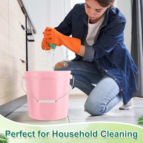 Tioncy 10 Pcs 2 Gallon Plastic Bucket with Lid Heavy Duty 2 Gallon Bucket Pail with Lid Handle for Storage Container Home Household Cleaning (Light Pink) - color: Light Pink