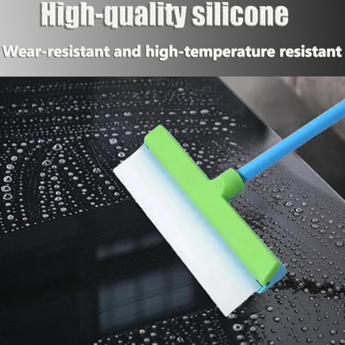 Recyclable Silicone Window Squeegee Kit - 3-in-1 Window Washer,Squeegee and 3 Microfiber Cloths, Ergonomic Handle & Streak-Free Blade for Windows, Mirrors, Shower Doors, Glass (Green)