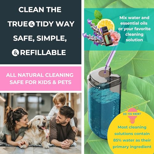 True & Tidy® SPRAY-250 Multi-Surface Spray Mop with Refillable Water Bottle for Floor Cleaning, Works on Wood, Tile, Marble etc, Use Any Cleaning Solution, Machine Washable Microfiber Mop Pads, White