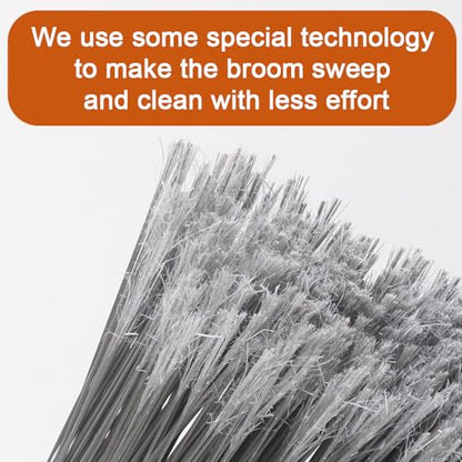 Stainless Steel Dustpan with Outdoor Stiff Bristles Broom,Long Handle Metal Dust Pan and Heavy Duty Broom for Home,Lobby,Office - style: Dustpan and Broom