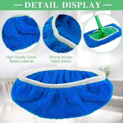 Microfiber Mop Pads - 4 Pack Reusable Washable Refills for Wet & Dry Floor Cleaning - Fits Most Standard Mops - Deep Blue Household Cleaning Pads - color: Deep Blue