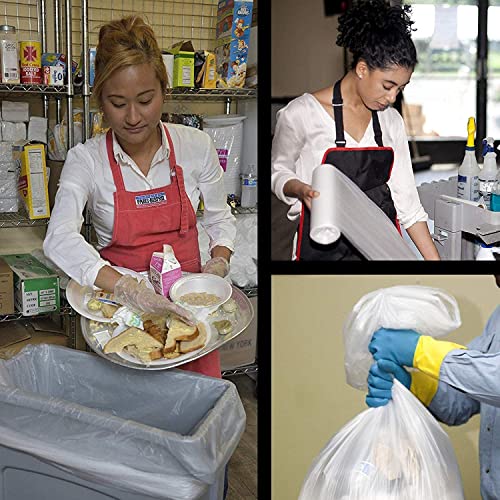 Aluf Plastics - 12-16 Gallon Clear Trash Bags - 24" x 33"- 8 Micron Equivalent High Density Value Garbage Bags for Bathroom, Office, Industrial, Commercial - (1 Pallet of 100 Cases, 10000 Bags Total) - color: Clear, style: 12-16 Gal, 8 Micron Equiv, 100,0