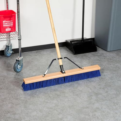 Restaurantware-BROOM HEAD ONLY: Clean Tek Professional 30-Inch Broom Head, 1 Heavy-Duty Push Cleaning Tool - Handle And Brace Sold Separately, Heavy Plastic Bristles, Wooden, Commercial Use - size: 30", style: Wood, with Heavy Flagged Bristles