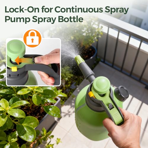 T4U Pump Sprayer 1/2 Gallon, PP Hand Pump Pressure Sprayer for Home Garden Plant Care and Household Cleaning, with Built-in Measuring Cup & Adjustable Nozzle, Suitable for Fertilizers & Common Garden - size: Short Nozzle