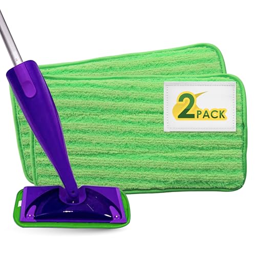 Turbo Mops Reusable Floor Mop Pads - Pack of 2, Machine Washable, 12-inch Microfiber Mop Refills - Compatible with Swiffer Wet Jet - Household Cleaning Tools - size: 2 Count (Pack of 1)