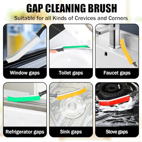 4 PCS Cleaning Gap Brush Set Narrow Crevice Scrub Brush with Stiff Bristles Handle Detail Cleaning Brushes for Home,White,Yellow,Red,Green - color: White,yellow,red,green