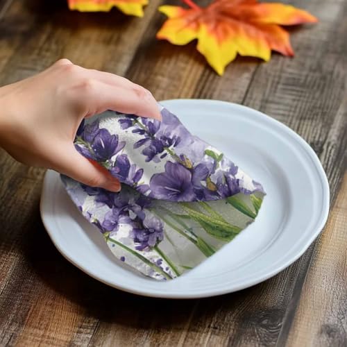 Lavender Dragonfly Flower Kitchen Dish Towels Set of 2, Soft Lightweight Microfiber Absorbent Hand Towel Purple Plant Tea Towel for Kitchen Bathroom 18x28in - size: 2PCS-18x28in(45x75cm)
