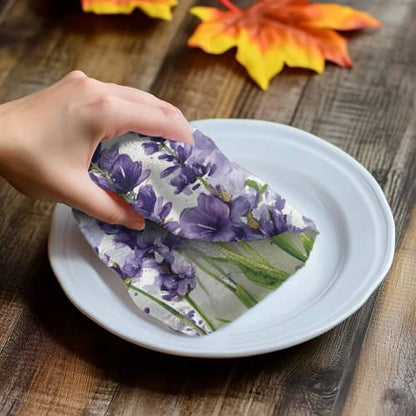Lavender Dragonfly Flower Kitchen Dish Towels Set of 2, Soft Lightweight Microfiber Absorbent Hand Towel Purple Plant Tea Towel for Kitchen Bathroom 18x28in - size: 2PCS-18x28in(45x75cm)