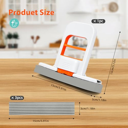Mini Foldable Wet Dry Use Squeeze Small Mop, Mini Mop for Small Spaces, Black Portable Cleaning Sponge Mops for Desktop, Kitchen, Counter, Glass, Tile - color: Black
