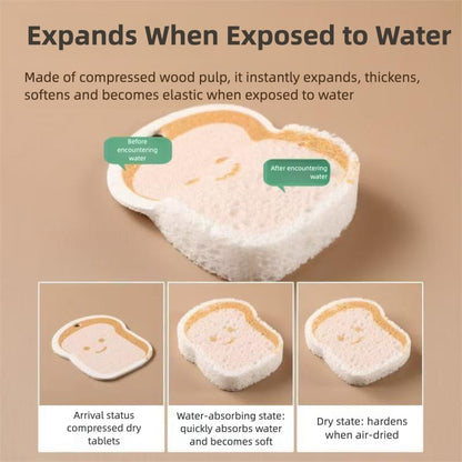 Carton Kitchen Wood Pulp Dish Sponge Scrubber, Dual-Sided Sponge, Reusable Household Cleaning Cloth for Dishes Furniture, Quick-Drying & Gentle on Non-Stick Cookware