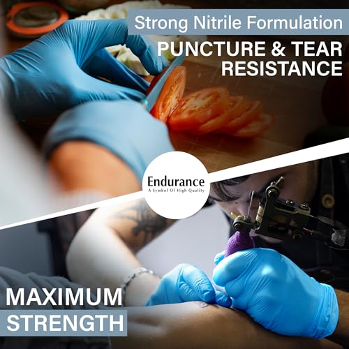 Endurance Blue Nitrile Gloves – 8 Mil Heavy-Duty Disposable Gloves, Powder & Latex-Free, Low Derma, and Non-Sterile - size: 2X-Large (Pack of 500)