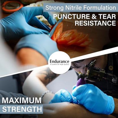 Endurance Blue Nitrile Gloves – 8 Mil Heavy-Duty Disposable Gloves, Powder & Latex-Free, Low Derma, and Non-Sterile - size: X-Large (Pack of 500)