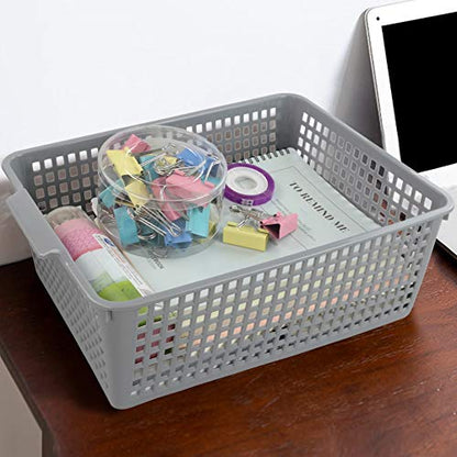 3-pack Large Plastic Storage Basket Bins, Grey Baskets for Organizing - color: Grey