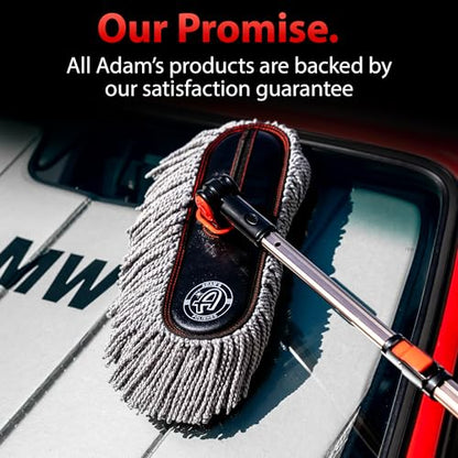 Adam's Polishes Microfiber Duster – Exterior Soft Premium Large Car Duster Kit Extendable Handle with Long Pole, Safe On Paint & Removes Dust, Pollen, Dirt, Cotton, Hair & More