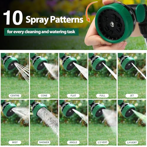 Watering Wand for Garden Hose, 30 Inch, 10 Spray Patterns, Thumb Control Garden Hose Nozzle, Adjustable Water Sprayer with Pivoting Head, Ideal for Hanging Baskets, Plants, and Shrubs, Green - color: Green
