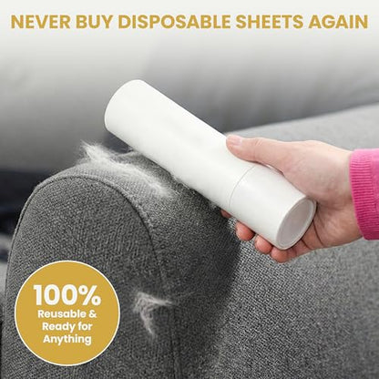 Pet Hair Remover Roller – Reusable Lint Roller for Cat & Dog Hair on Furniture, Couch, Carpet, Car & Bedding – Portable, Eco-Friendly - color: White