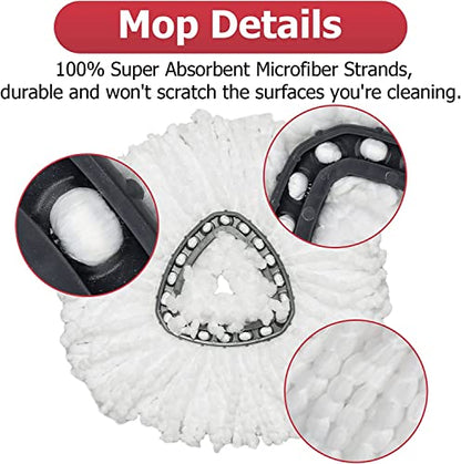 O-Cedar Spin Mop Replacement Head Set with Base and 30" to 58" Handle, Combo Set Includes 4 Pack Mop Refills - color: Mop Handle&base With 4 Head Refills