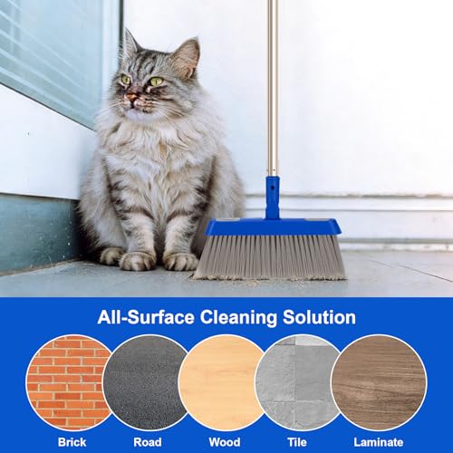 Broom - 52-Inch Adjustable Long Handle Broom, Multi-Scene Indoor Cleaning Tool for Hardwood Floors, Tiles, Kitchens, Offices, Courtyards, Lobbies, Patios.