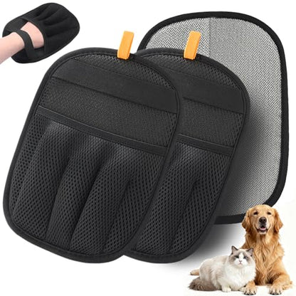 AUBELL Pet Hair Removal Glove for Dogs & Cats,2025 Upgrade Five-Finger Electrostatic Magic Brush,Animal Fur Removal Tool,Reusable Efficient Pet Hair Remover for Couch,Carpet,Clothes（2Pcs,Black） - color: Black-2pcs