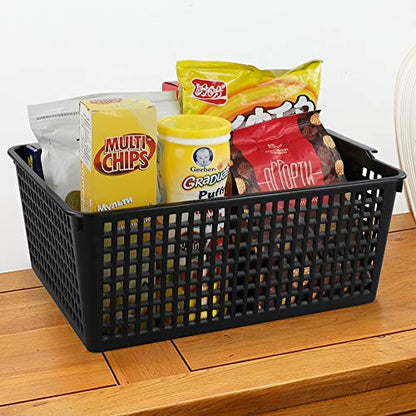 3-pack Plastic Storage Bins Basket For Organizing (Black) - color: Black