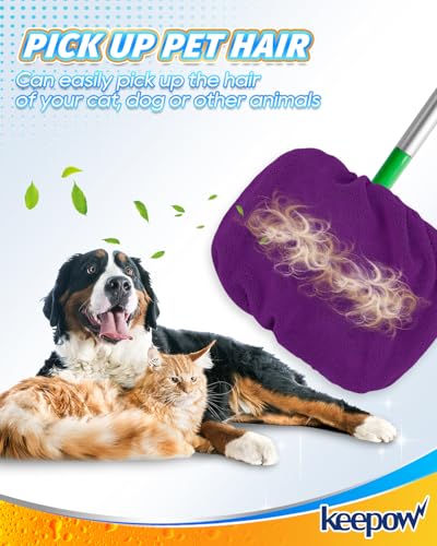 KEEPOW 8 Pack Reusable Mop Pads Compatible with Swiffer Sweeper (Purple) | Washable Microfiber Dry Sweeping Cloths and Wet Mopping Refills for Hardwood, Tile, and Laminate Floors - color: 8 Pack Purple