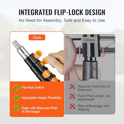 VEVOR Telescopic Extension Pole, 7-30 FT Multi-Purpose Extension Pole, Sturdy Aluminum Alloy Paint Extendable Pole with Flip-Lock Design, Telescopic Pole for Painting, Dusting and Cleaning - style: 7-30 FT