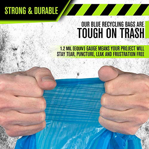 Aluf Plastics H-RBL39 33 Gallon Blue Trash Bags - (Pack of 100) - 1.2 MIL - Garbage or Recycling Bags 33" x 39" - Large Plastic Can Liners - for Industrial, Home, Contractor, Recycling - style: 33 Gal, 1.2 Mil, 100 Count
