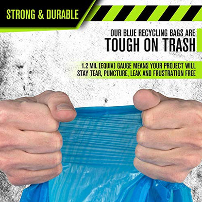 Aluf Plastics H-RBL39 33 Gallon Blue Trash Bags - (Pack of 100) - 1.2 MIL - Garbage or Recycling Bags 33" x 39" - Large Plastic Can Liners - for Industrial, Home, Contractor, Recycling - style: 33 Gal, 1.2 Mil, 100 Count
