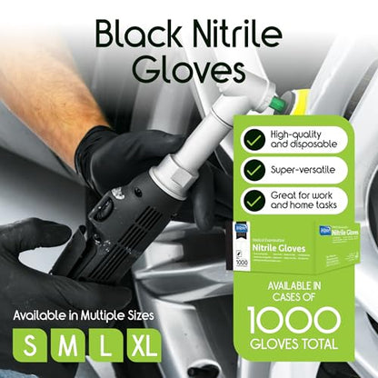Inspire Black Nitrile Disposable Gloves | 4.5 Nitrile Disposable Safety Medical Cooking Cleaning Gloves - size: Small, style: Black - Case of 1000