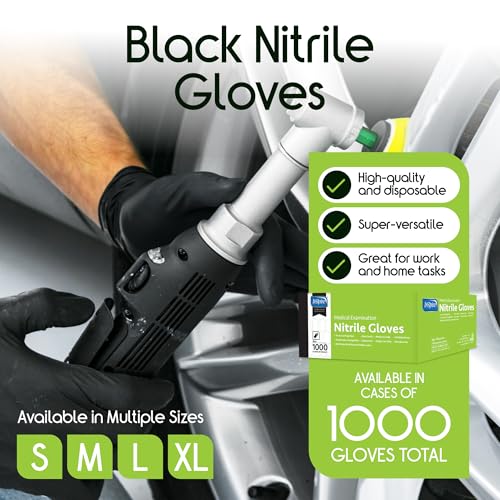 Inspire Black Nitrile Disposable Gloves | 4.5 Nitrile Disposable Safety Medical Cooking Cleaning Gloves - size: X-Large, style: Black - Case of 1000