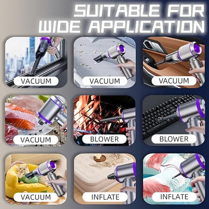 Handheld Car Vacuum Cleaner, 21000PA Rechargeable High Power Cordless Mini Vacuum Cleaner and Blower 4-in-1 with 3 Gear, Vacuum with Brushless Motor for Car, Home, Office, PC