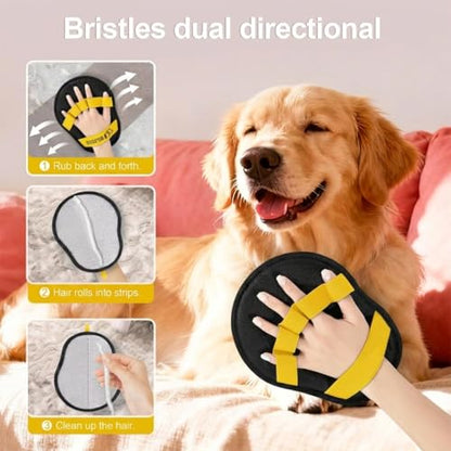 KIP Pet Hair Remover Mitt for Dogs & Cats, Reusable Electrostatic Fur Removal Pad for Couch, Carpet, Bedding & Car Interior, Washable Double-Sided Lint Cleaning Glove for Furniture & Clothing