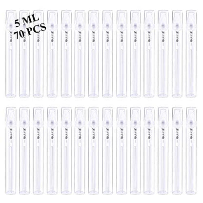 Mini Spray Bottles 70PCS 5ML Clear Plastic Empty Sample Containers Fine Mist Perfume Travel Refillable Spray Bottle Perfume Atomizer Small Travel Size Spray Bottle for Cleaning, Essential Oils - style: 70PCS,5ML