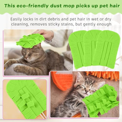 Zubebe 6 Pcs Duster Refill Reusable Fleece Duster Refills Feather Flat Dusters Multi Surface Washable Cleaning Pads Tools for Home, Blinds, Car, Pet, Furniture, Fans (Olive Green) - color: Olive Green