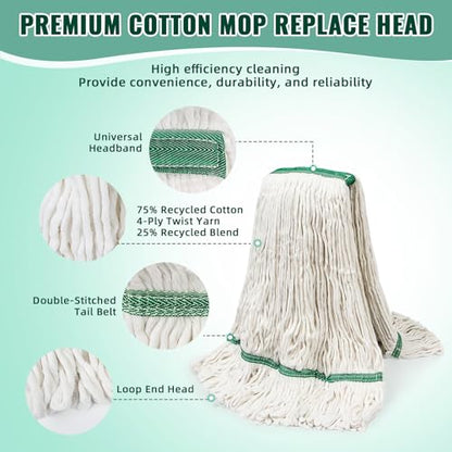 20oz Heavy Mop Replace Head, 3 Pack Commerical Replacement Mop，mop Head Replacement，Reusable Mop Head Refills-Replacement Mop Heads Suitable for Heavy Commercial Industrial Residential Areas - size: 20 Ounce 3Pack
