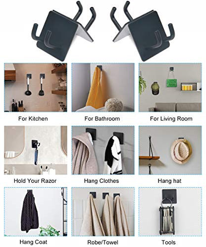 Yikla Shower Hooks, Adhesive Wall Hooks for Hanging Keys, Hats, Sticky Bathroom Hooks, Black Towel Hooks, 4 Pack - color: Black, size: 4 Pack