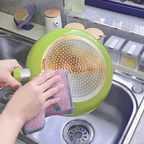 New Upgrade Multipurpose Non Scratch Wire Dishcloth, Soft Wire Dishwashing Rag Safe for Non-Stick Cookware, Scrubs & Cleans for Dishes, Sinks, Counters, Easy Rinsing (10Pcs)