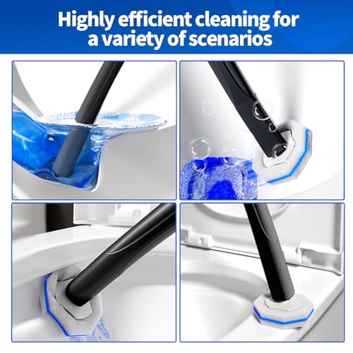 Disposable Toilet Brush - Toilet Bowl Cleaner, Toilet Cleaning Supplies, Toilet Brush with Holder, Toilet Bowl Cleaner Wands，40 Refills for Toilet Cleaning and Hygienic Bathroom Maintenance - style: Toilet brush+40 refills