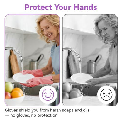 Dishwashing Rubber Gloves for Cleaning – 4 Pairs Kitchen Gloves with Handing Hooks Washing Dishes Household Glove - Small - size: Small