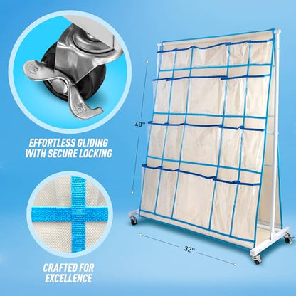Craft Rolling Cart with Wheels - 40 Pocket Craft Storage Organizer for Kids