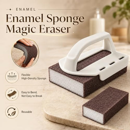 Magic Emery Cleaning Sponges, Nano Carborundum Sponge,Scrub Pad Pot Scrubber for Removing Rust Cleaning Pots and Pans,Rust Remover & Magic Descaling Eraser (1 Handle+5 Sponge)