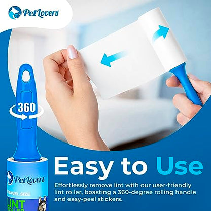 PetLovers Extra Sticky Lint Roller Mega Value Set for Pet Hair Removal and Clothes, Dog and Cat Lint Remover (Blue, 4 Pack Mini) - size: 4 Pack Mini