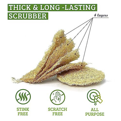 Natural Loofah Dish Sponge Pack 3 Vegetable Scrubber for Kitchen -100% Biodegradable Compostable Dishwashing Scouring Pad Zero Waste Plastic Free Eco Friendly Sustainable - size: Pack 3