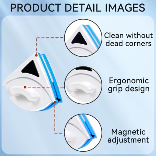 Magnetic Window Cleaner, P3‑8mm Double Sided Triangle Shape Glass Wiper Washing Brush Tool Glass Cleaner Window Cleaning Squeegee Kit for Outdoor (1)