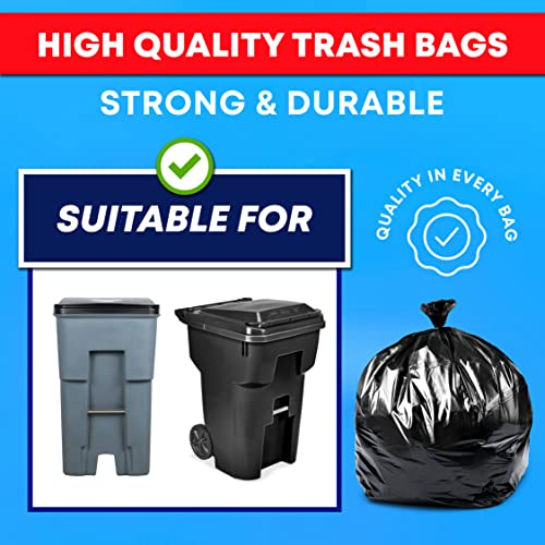 Tasker Contractor Garbage Bags 55 Gallon, 3 Mil Black Contractor Garbage Bag (50 Bags w/Ties) Large 55 Gallon Trash Bags Heavy Duty Liners, Extra Large Trash Liners for Construction, Industrial Bag - size: 1 Count (Pack of 50)